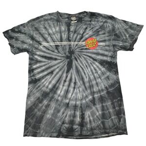 Santa Cruz Shirt Mens Large Black Gray Tie Dye Skateboards Tee Skate Graphic